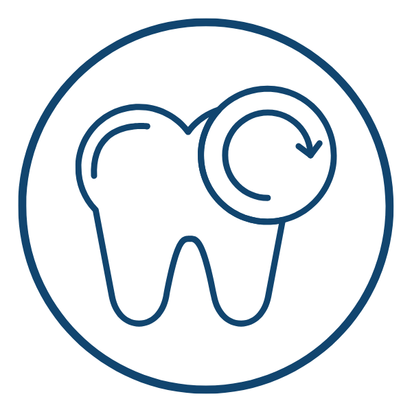 Tooth icon with a checkmark, symbolizing dental approval.